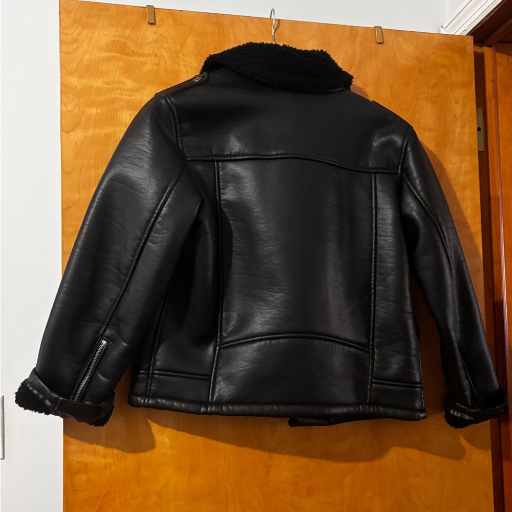 Zara Kids Black Faux Leather Jacket